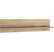 Étagère murale aspect bois avec panneau arrière.