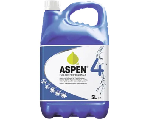 Essence alkylate Aspen 4 pour moteurs à quatre temps dans un bidon de 5 litres
