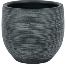 Cache-pot rond structuré en céramique de couleur anthracite.