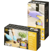 Gants jetables Gebol Multi Color, 80 pièces, taille L, résistants à la déchirure, sans poudre et sans latex, en quatre couleurs.