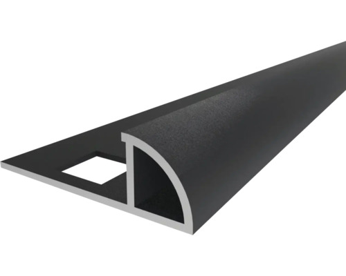Profilé quart de rond pour carrelage en aluminium avec surface structurée et perforation.
