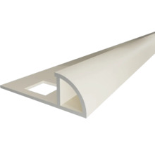 Profilé de finition blanc quart de rond en plastique pour carrelage.