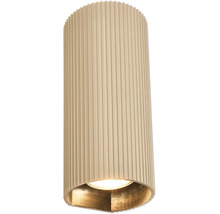 Applique murale cylindrique avec structure de surface rainurée verticalement et diffusion de la lumière vers le bas.