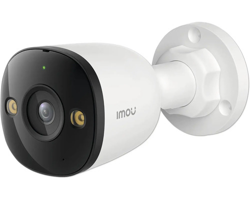 Caméra de surveillance Imou Bullet pour l'extérieur en blanc et noir avec support mural.