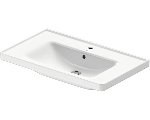 Lavabo de meuble rectangulaire en céramique sanitaire avec un trou de robinetterie et trop-plein.