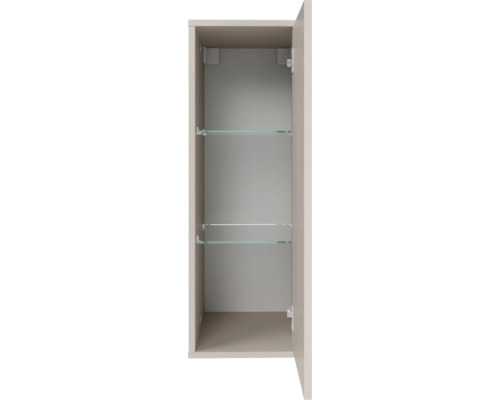 Offener Hochschrank für das Badezimmer mit zwei verstellbaren Glaseinlegeböden.