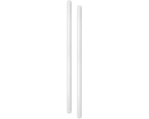 Deux profilés longs et étroits en plastique blanc, utilisables comme caches pour profilés LED.