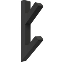 Moderner Wandhaken aus Metall mit zwei Haken in Schwarz matt.