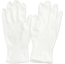 Gants jetables blancs en matériau fin et flexible pour la maison et le bricolage.