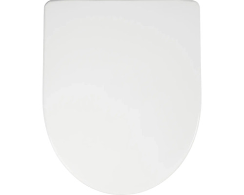 WC-Sitz Deckel a Wäiss, klassesch Form, glat Uewerfläch.
