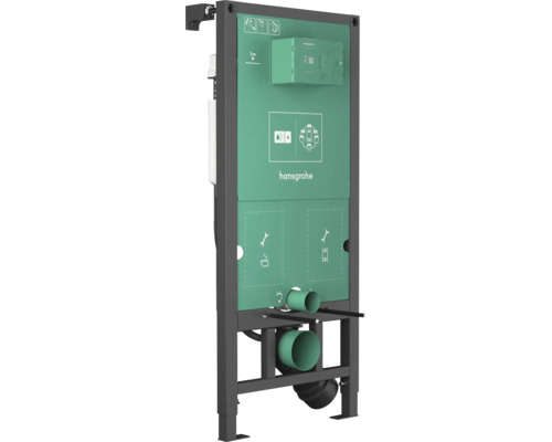 hansgrohe Vorwandelement für wandhängende WCs mit integriertem Unterputzspülkasten und Metallrahmen.
