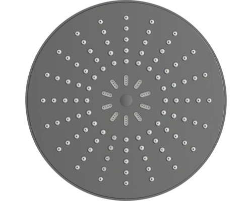 Pomme de douche de tête ronde avec de nombreuses buses d'eau disposées de manière radiale.