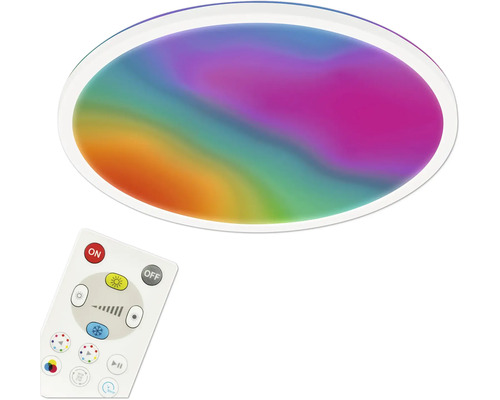 LED Deckenleuchte 22W 3000 lm CCTIC 2700- 6500 K RGBIC Farbwechsel Happy weiß Ø 42 cm Memoryfunktion, Timerfunktion, Backlight inkl Fernbedienung