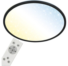 LED Panel dimmbar 45W 6000 lm CCT 2700- 6500 K Ø 58 cm Slim schwarz Backlight, Sternencover Memoryfunktion Nachtlicht inkl Fernbedienung