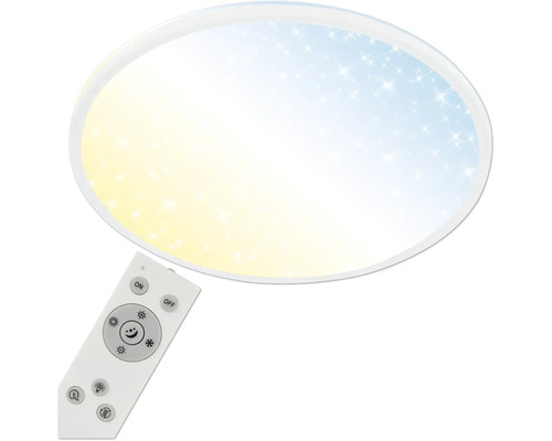 LED Panel dimmbar 45W 6000 lm CCT 2700- 6500 K Ø 58 cm Slim weiß Backlight, Sternencover Memoryfunktion Nachtlicht inkl Fernbedienung