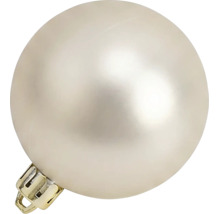 Boule de Noël mate de couleur crème avec un embout doré.