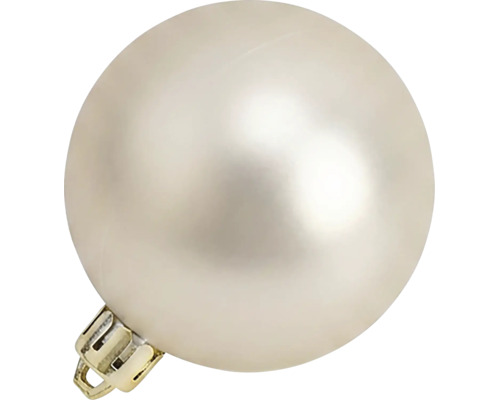 Boule de Noël mate de couleur crème avec un embout doré.
