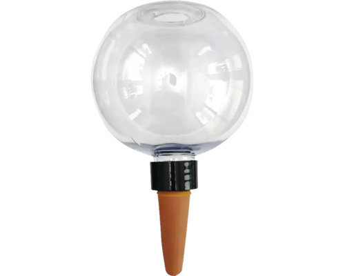 Bewässerungskugel aus Glas mit Terrakotta-Kegel für die Pflanzenbewässerung.