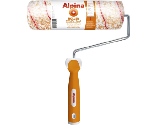 Rouleau à peinture Alpina, largeur 22 centimètres, fibres 16 millimètres, pour peintures murales et crépi à rouler.