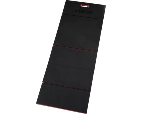 Tapis de genoux pliable en mousse Virax noir et rouge avec poignée de transport, Virax Logo.