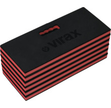 Tapis repose-genoux en mousse multicouche noire et rouge avec poignée et Virax Logo.
