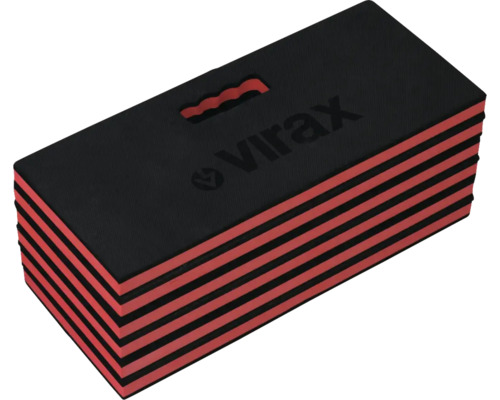 Tapis repose-genoux en mousse multicouche noire et rouge avec poignée et Virax Logo.