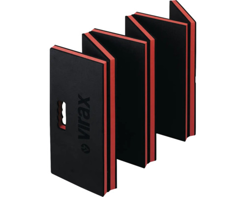 Tapis de protection pour les genoux pliable Virax noir et rouge avec poignée.