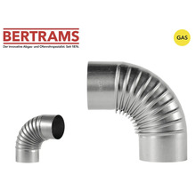 Logo Bertrams, coude à 90 degrés en aluminium pour tuyaux d'évacuation de gaz, modèle nervuré.
