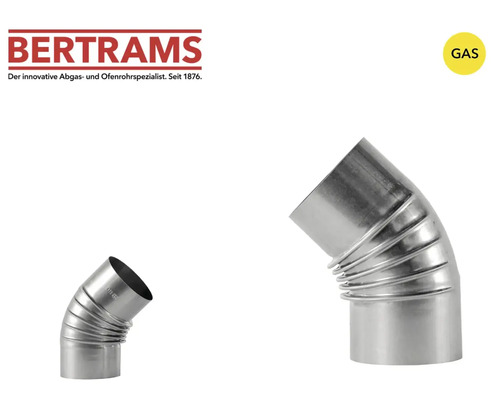 Logo Bertrams. Convient pour le gaz. Coude métallique segmenté pour conduits de gaz.