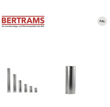 Tuyaux de poêle Bertrams en acier aluminié à chaud en différentes longueurs avec logo Bertrams et marquage acier aluminié à chaud.