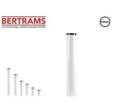 Bertrams Logo, tuyau de poêle Bertrams en émail blanc de différentes longueurs et label d'émail.