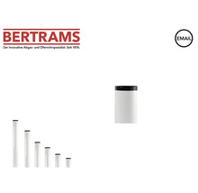 Logo Bertrams, symbole pour émail et tuyaux de poêle blancs en émail de différentes longueurs.