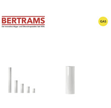 Bertrams Logo. Wäiss emaljéiert Gas-Abgasréier a verschiddene Längen. Geechent fir Gas.