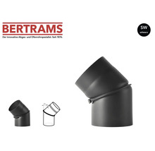 Logo Bertrams, coude de tuyau de poêle noir en acier, réglable de 0 à 45 degrés.