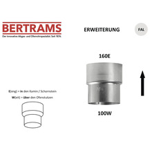 Bertrams Ofenrohr Erweiterung aus feueraluminiertem Stahl, Übergang von 100 Millimeter auf 160 Millimeter.