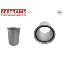 Logo BERTRAMS, manchon à double paroi en tôle d'acier aluminiée pour tuyaux de poêle, indication de matériau FAL.