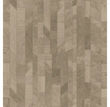 Papier peint avec motif géométrique en bois, aspect bois avec veinage visible et différentes formes de planches.