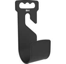 Support mural noir for.q en plastique pour tuyaux de jardin ou outils avec poignée, crochet et for.q Logo.