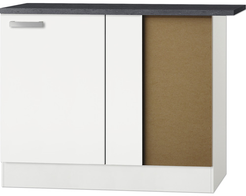 Meuble bas d'angle Optifit Oslo214 100 x 60 x 84,8 cm façade blanc mat corps blanc