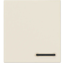 Küchenfront in Creme mit einem horizontalen schwarzen Griff.