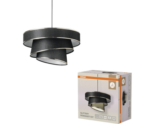Pendelleuchte Stahl/Stoff 1-flammig Decor Glittery dunkelgrau