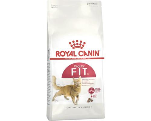Royal Canin Fit 32 Trockenfutter für ausgewachsene Katzen zur Gewichtskontrolle mit Zipsystem.