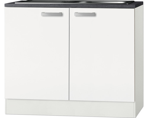 Spülenschrank inkl Spüle Optifit Oslo214 BxTxH 100 x 60 x 84,8 cm Frontfarbe weiß matt Korpusfarbe weiß