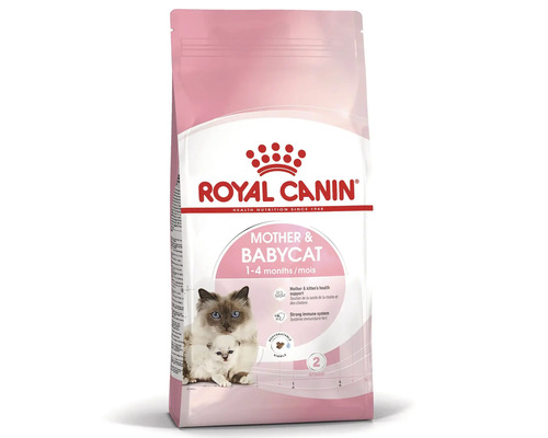 Croquettes Royal Canin Mother et Babycat pour chatte et chaton âgés de 1 à 4 mois.