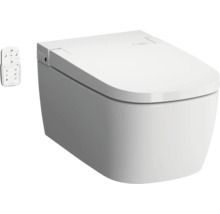 Set WC lavant VitrA V-Care Comfort avec cuvette à fond creux, sans bride, blanc brillant, avec revêtements VitrA Hygiene et VitrA Clean, avec abattant WC 5674B403-6196