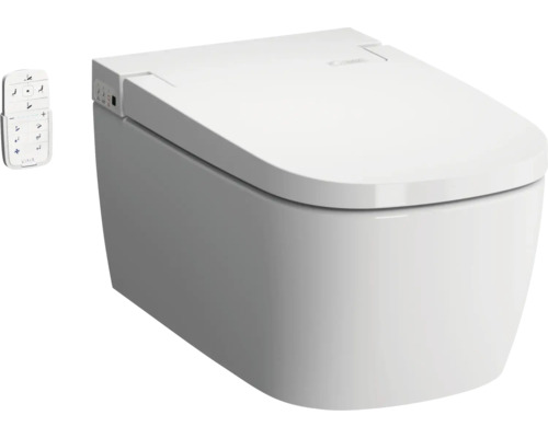 Set WC lavant VitrA V-Care Comfort avec cuvette à fond creux, sans bride, blanc brillant, avec revêtements VitrA Hygiene et VitrA Clean, avec abattant WC 5674B403-6196