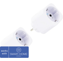 Deux prises intelligentes blanches, compatibles avec SMART HOME by hornbach.