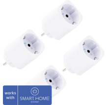 Set aus vier weißen Shelly WLAN-Steckdosen, kompatibel mit SMART HOME by hornbach.