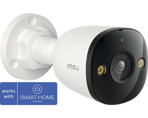 Caméra de surveillance Imou pour l'extérieur avec support mural, compatible avec SMART HOME by hornbach Logo.