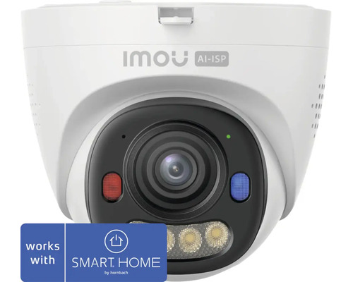 Caméra de surveillance Imou, caméra dôme, compatible avec SMART HOME by hornbach. Imou Logo.